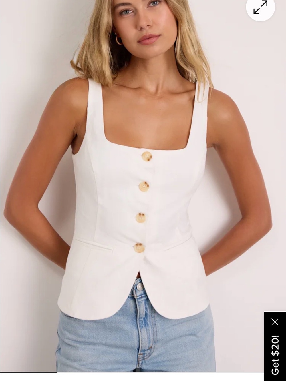 Lulu's Cream Button-Front Square Neck Camisole